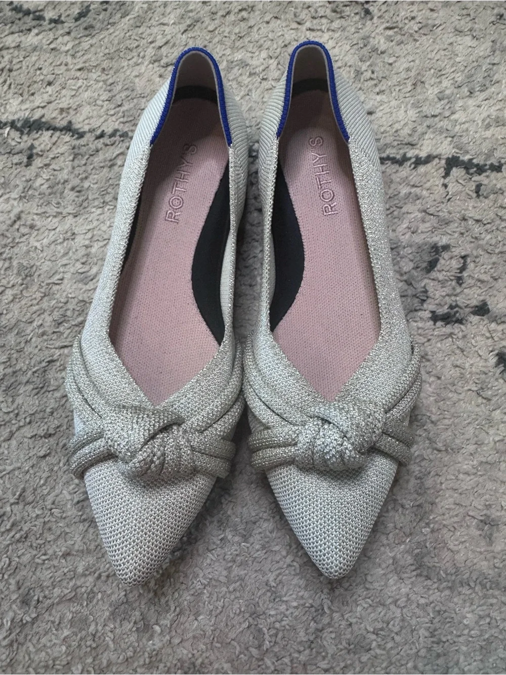 Rothy's diamond the knot point II Pointed Knot Ballet Flats EUC size 7